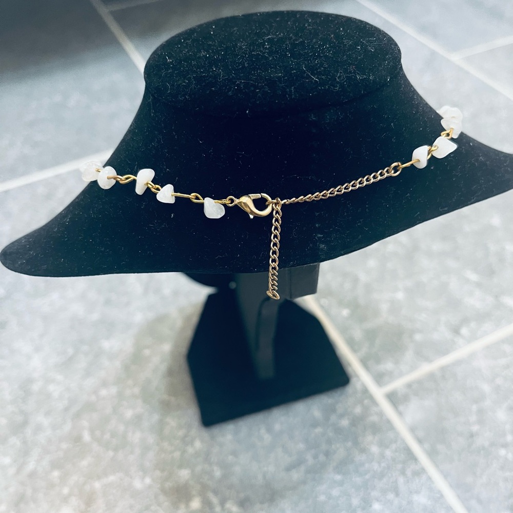 White Shell Necklace on Gold Chain - Picture 2 of 4